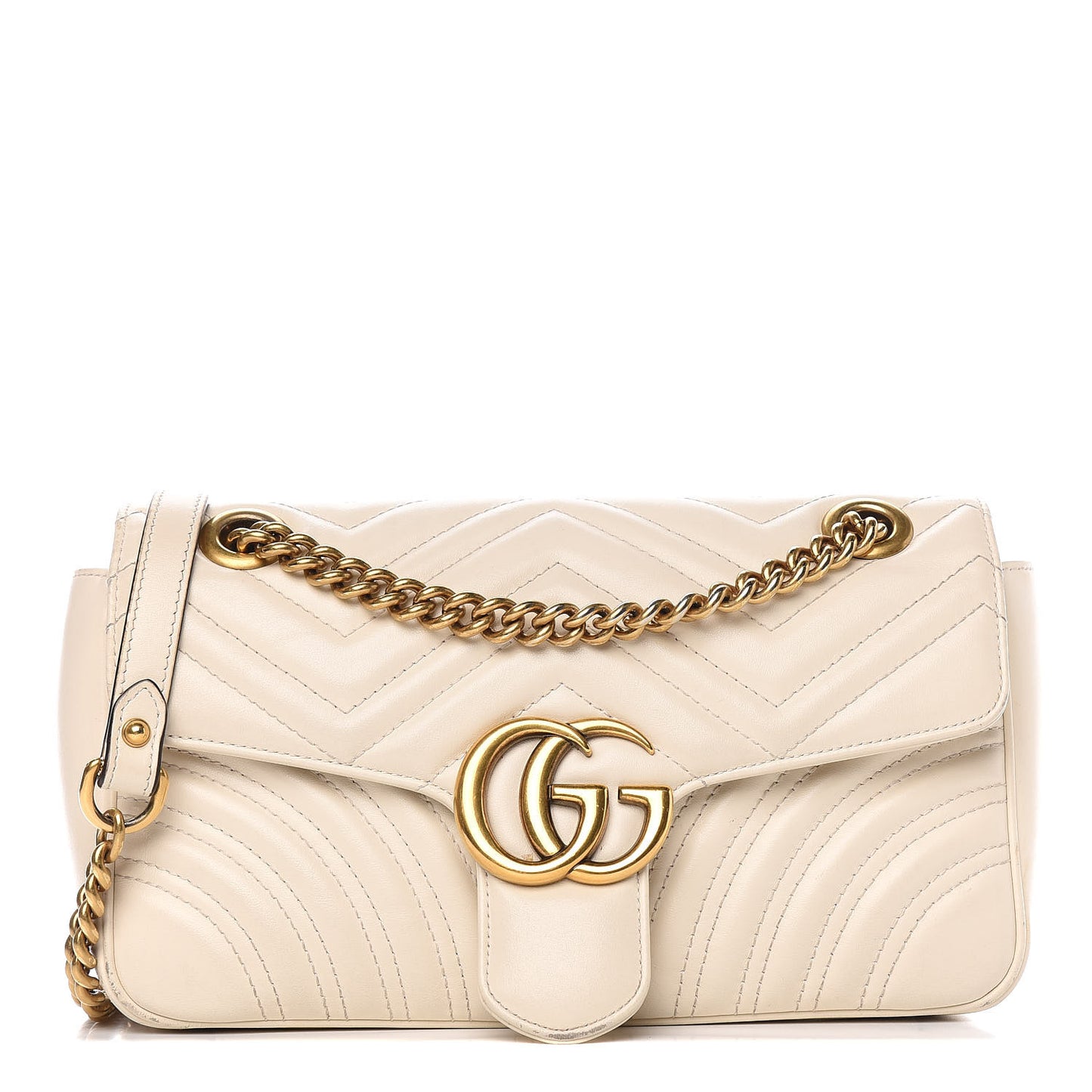 Calfskin Matelasse Small GG Marmont Shoulder Bag White