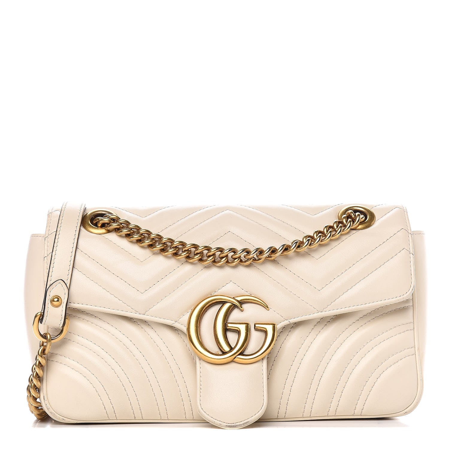 Gucci Calfskin Matelasse Small GG Marmont Shoulder Bag White 1 of 11