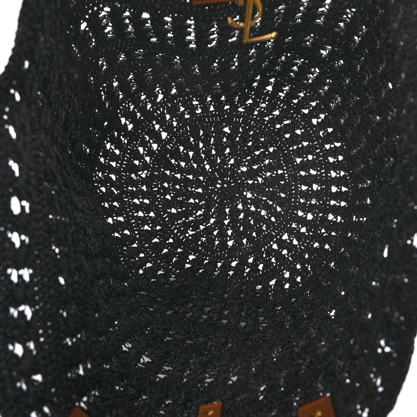 Raffia Calfskin Medium Panier Tote Black