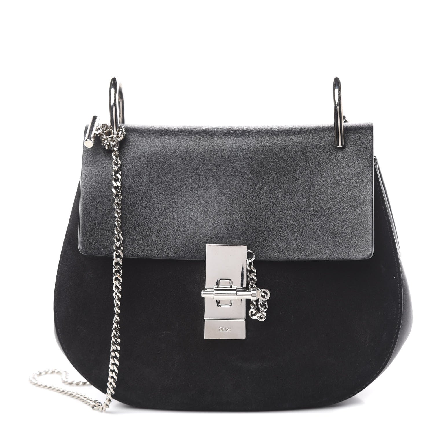 Chloe Suede Smooth Calfskin Drew Shoulder Bag Black 1 of 10