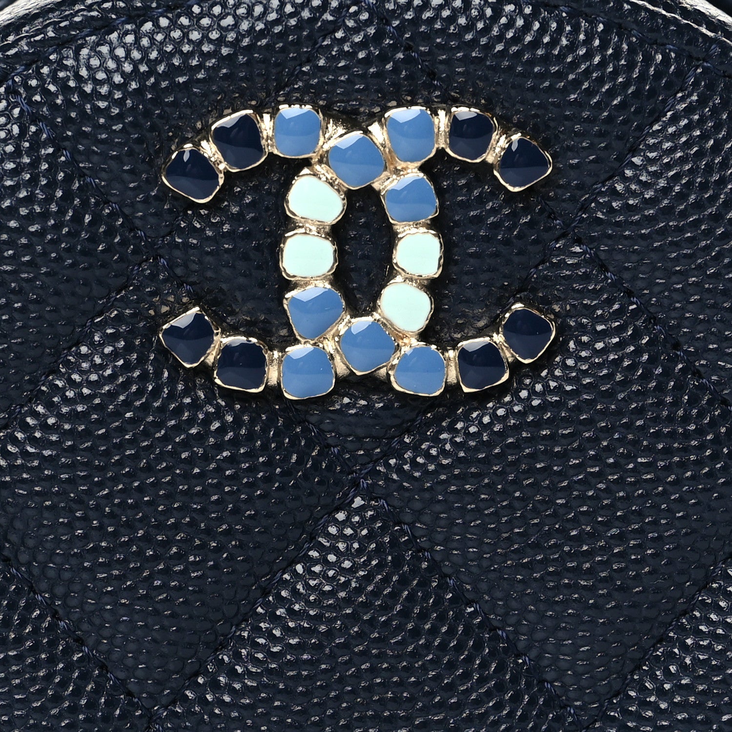 Chanel Caviar Quilted Gripoix CC Round Clutch With Chain Navy 8 of 11