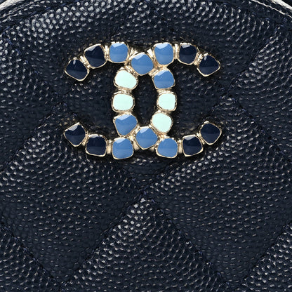 Chanel Caviar Quilted Gripoix CC Round Clutch With Chain Navy 8 of 11