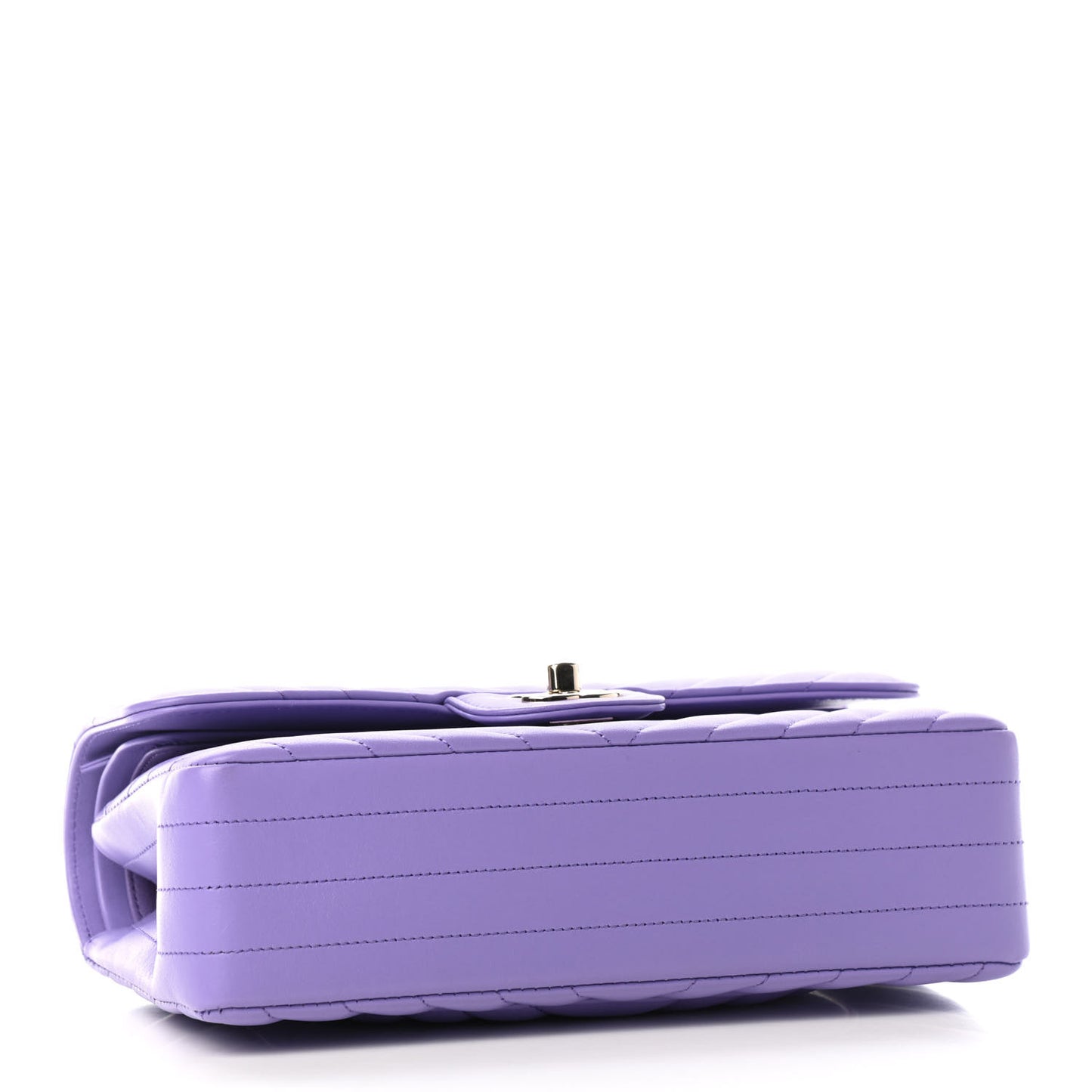 Lambskin Chevron Quilted Small Double Flap Purple