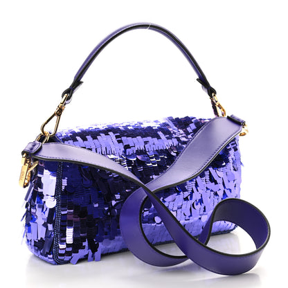 Fendi Sequin Paillettes Shiny Nappa Sex and the City Baguette Viola Purple Rain 3 of 9