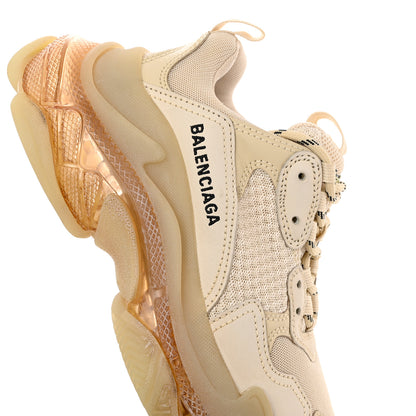 Balenciaga Fabric Mesh Clear Sole Womens Triple S Sneakers 37 Beige 8 of 10