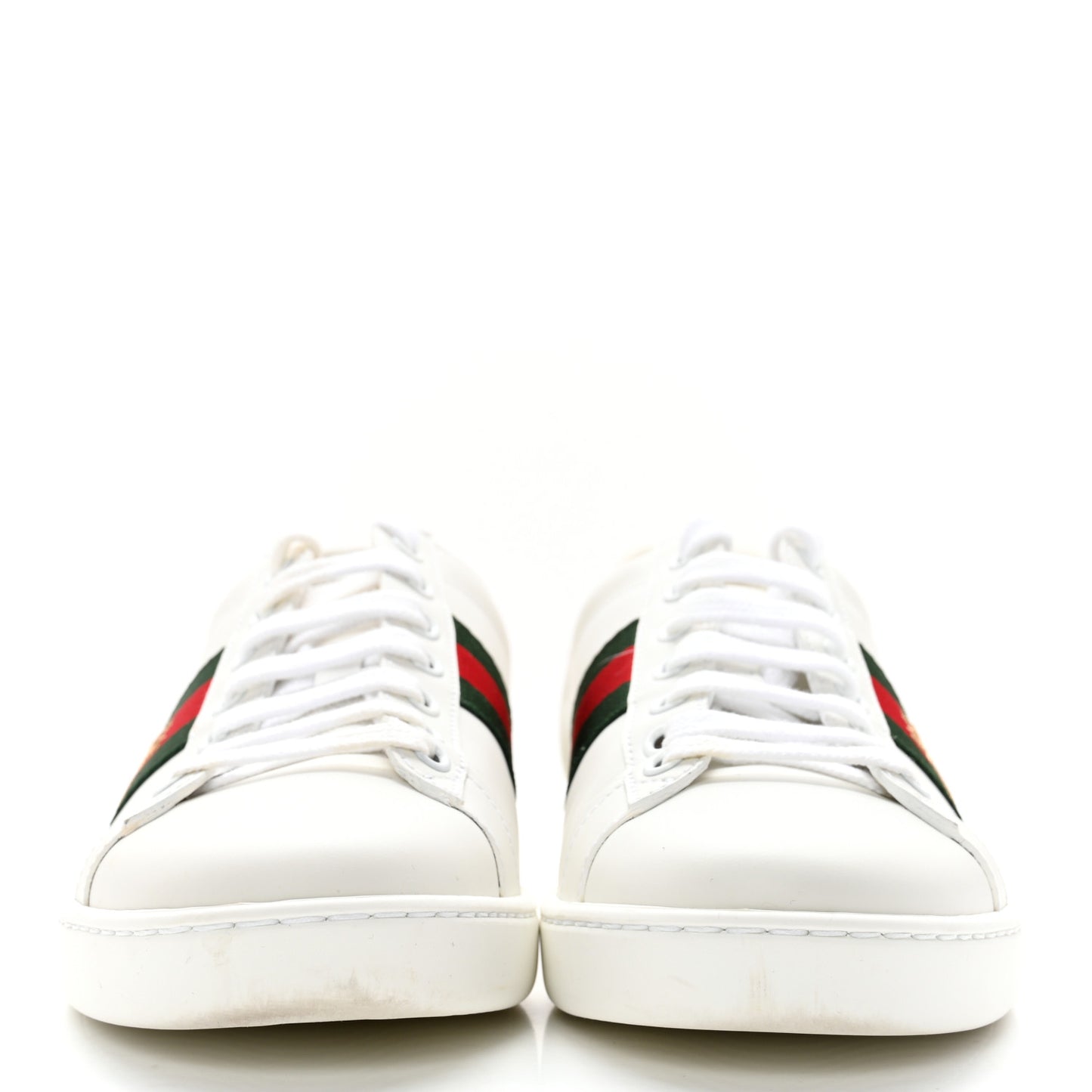 Calfskin Ayers Bee Embroidered Womens Ace Sneakers 38 White Green