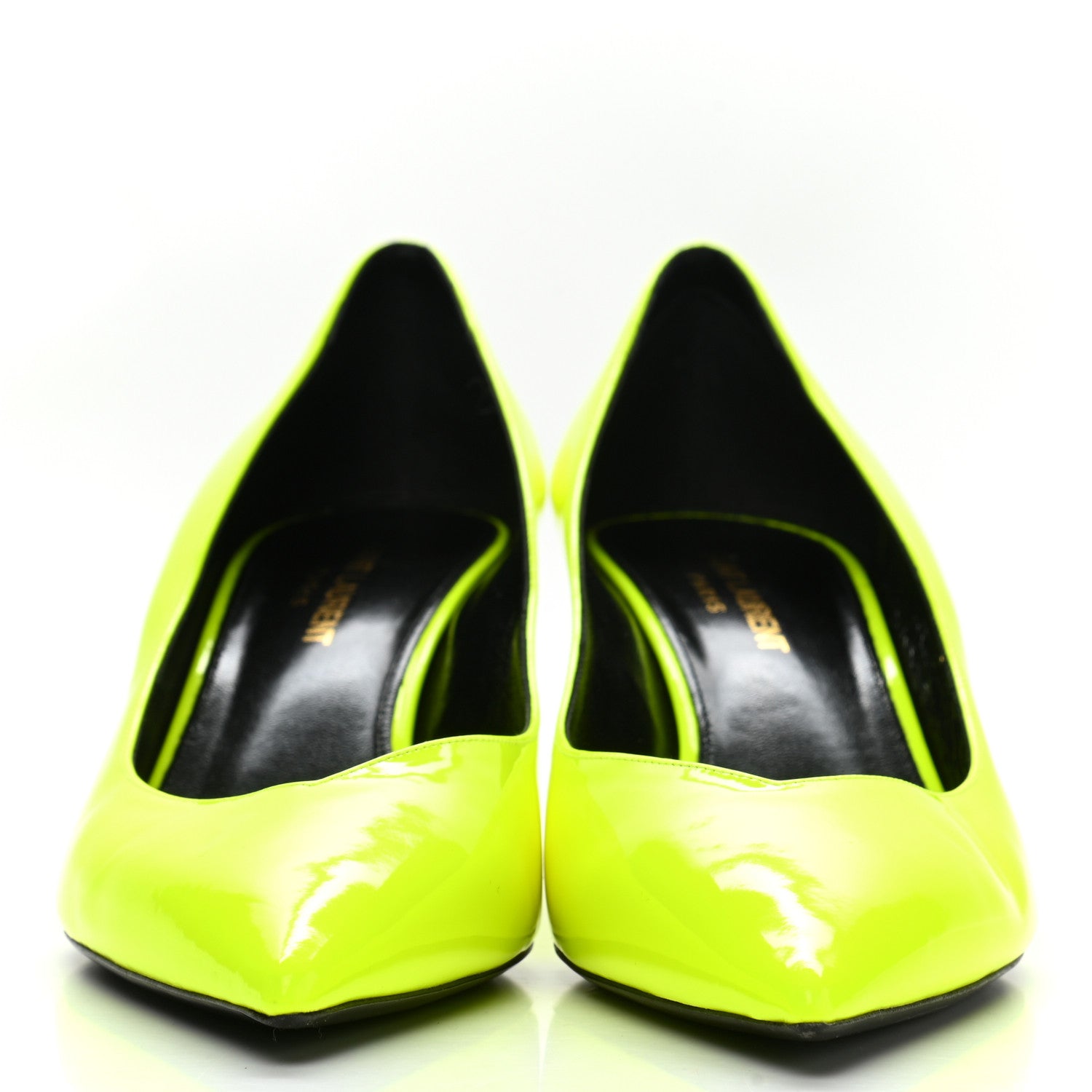 Saint Laurent Patent Calfskin Kiki 55 Pumps 39.5 Neon Yellow 2 of 11