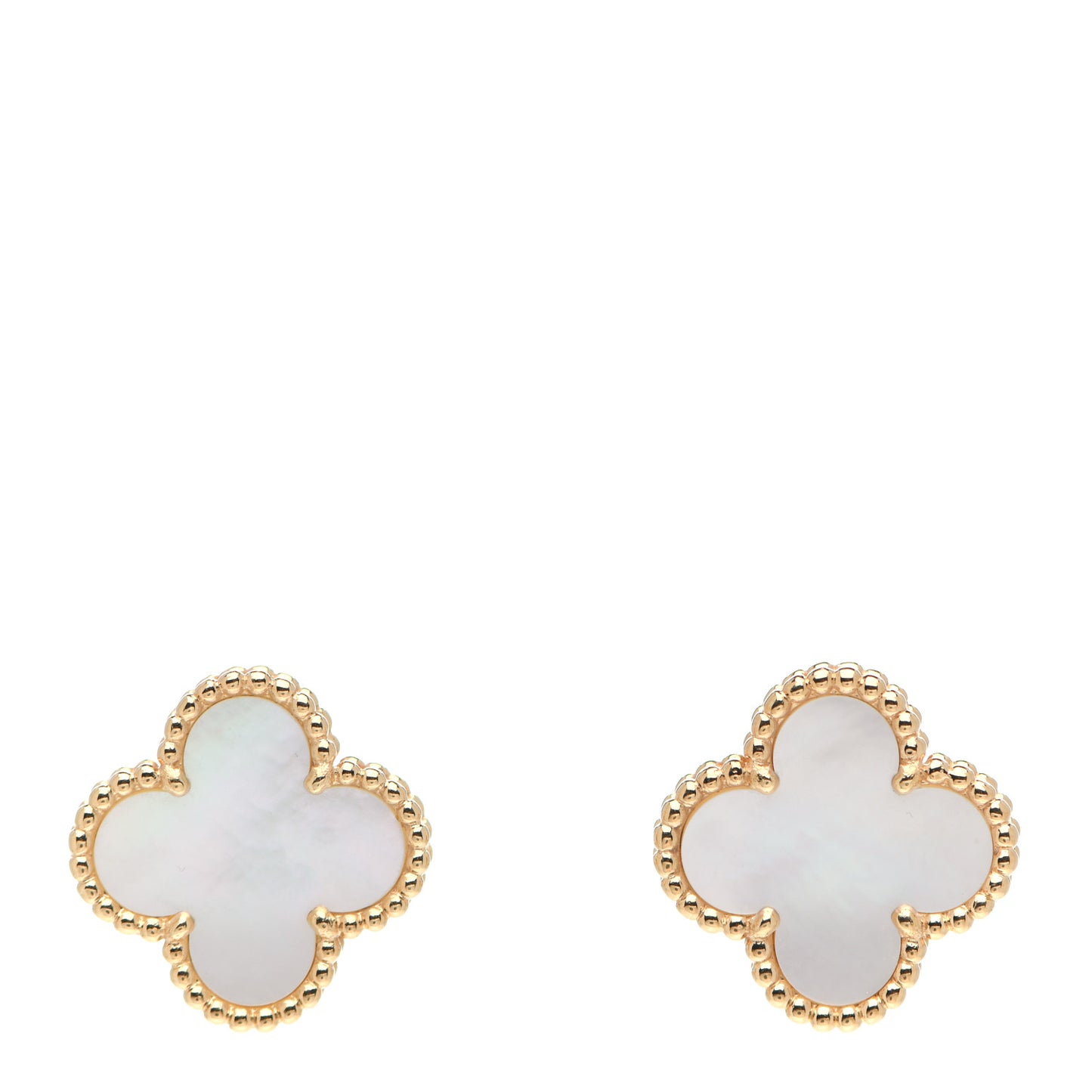 18K Yellow Gold Mother of Pearl Vintage Alhambra Earrings