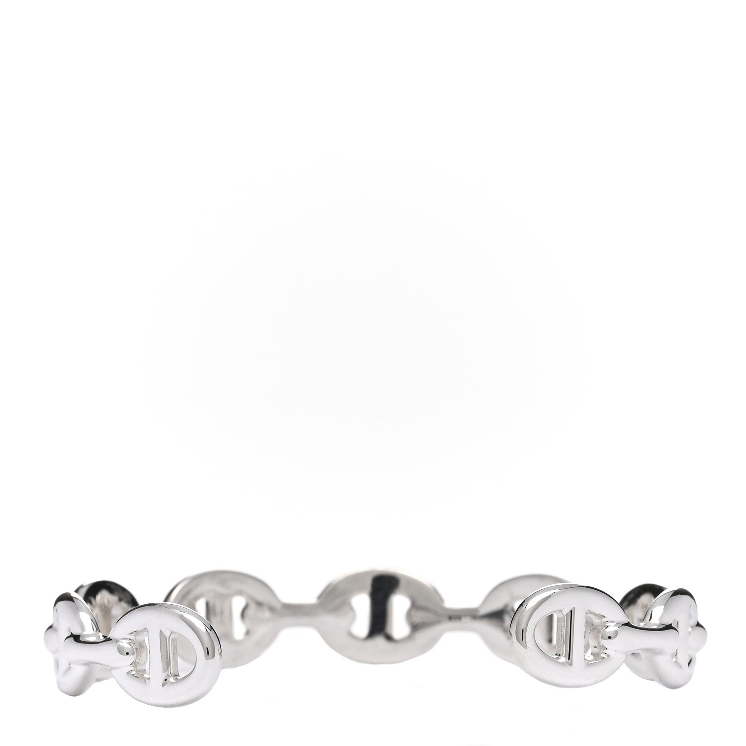 Hermes Sterling Silver MM Chaine d'Ancre Enchainee Cuff Bracelet LG 2 of 3