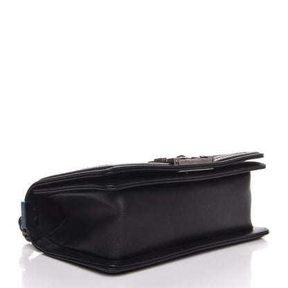 Chanel Calfskin Woven Small Boy Flap Black White 4 of 8