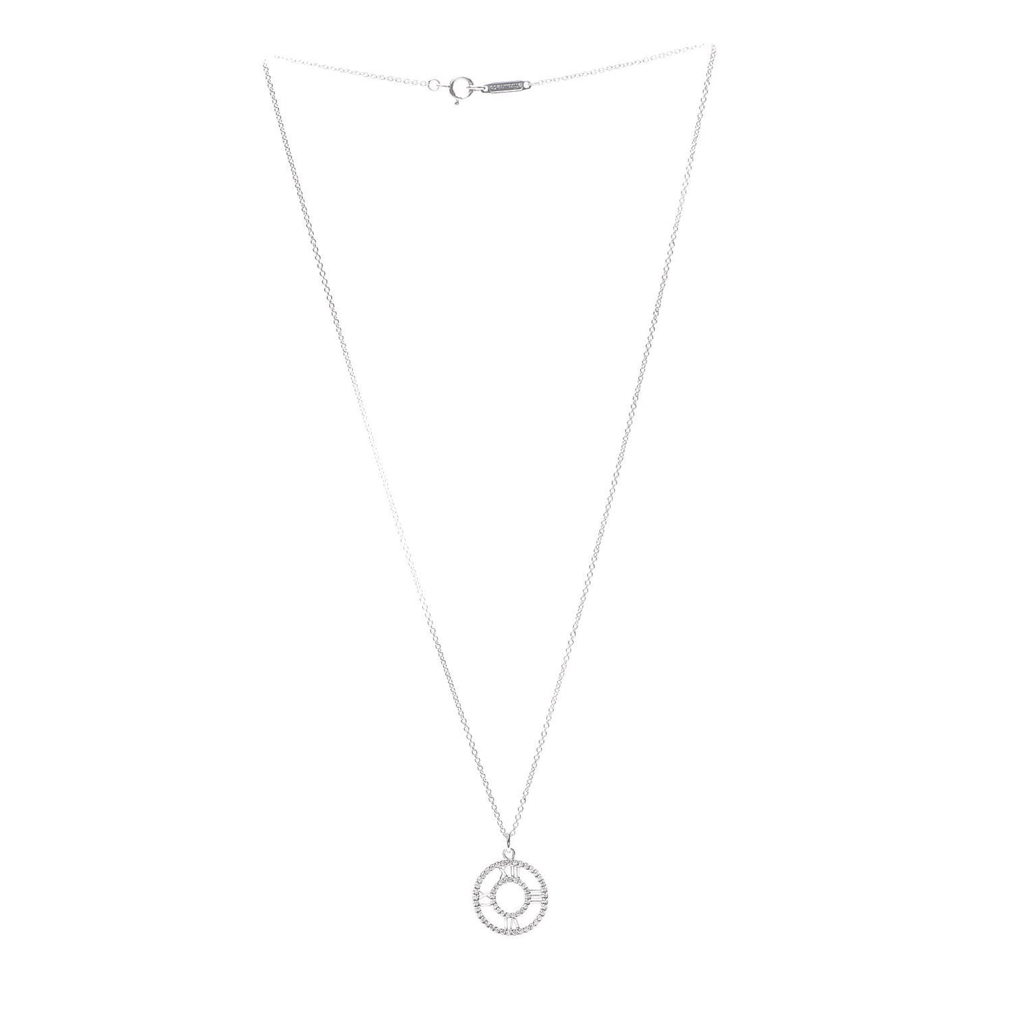 18K White Gold Diamond Small Atlas Open Pave Pendant Necklace