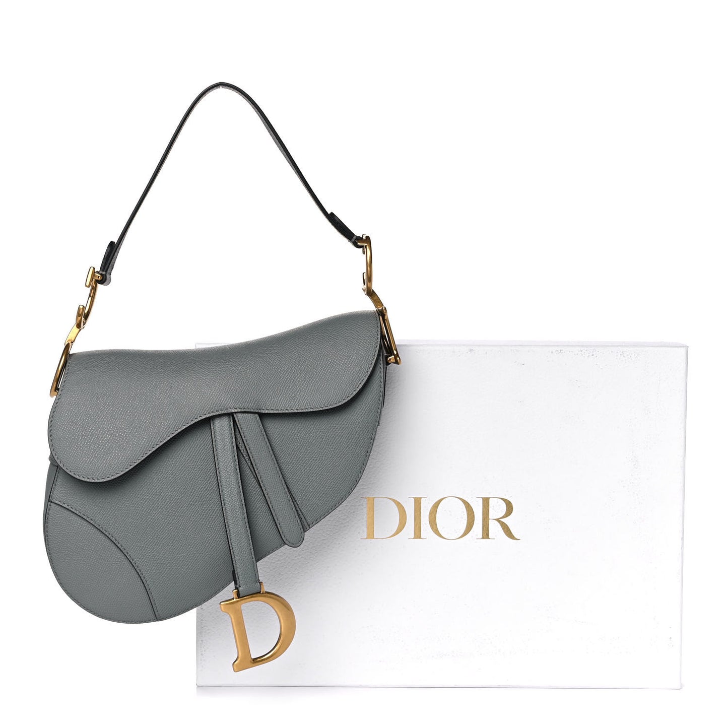 Grained Calfskin Saddle Bag Grey