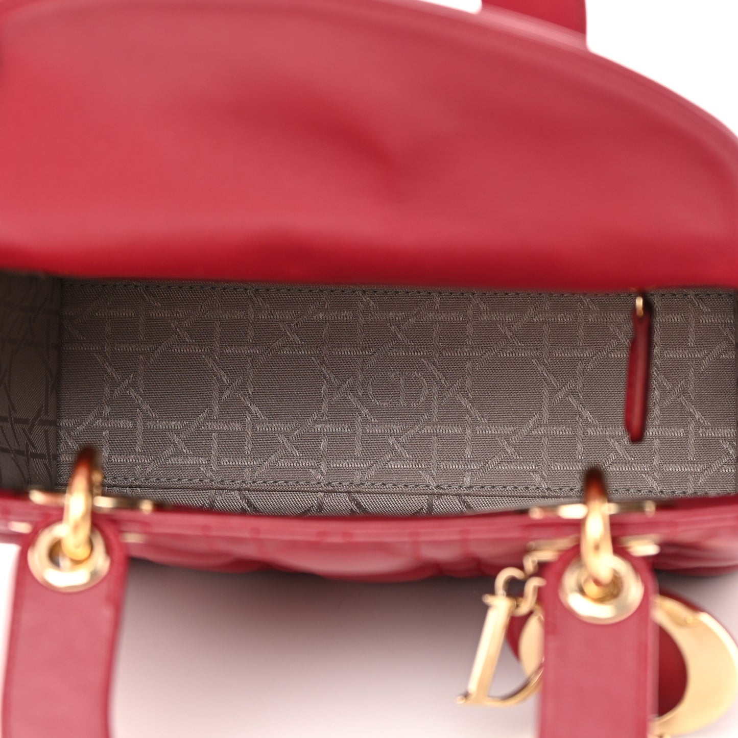 Lambskin Cannage Small Lucky Badges My Lady Dior Red