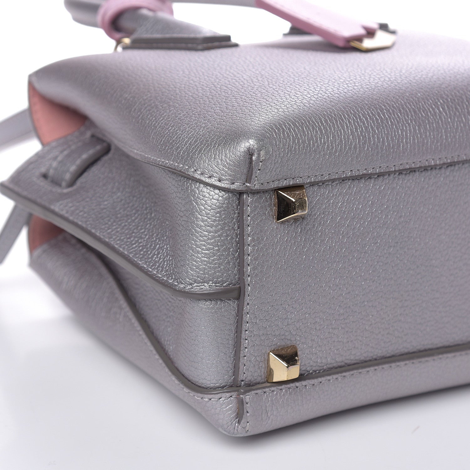 MCM Metallic Grained Calfskin Mini Milla Tote Spike Silver 9 of 13