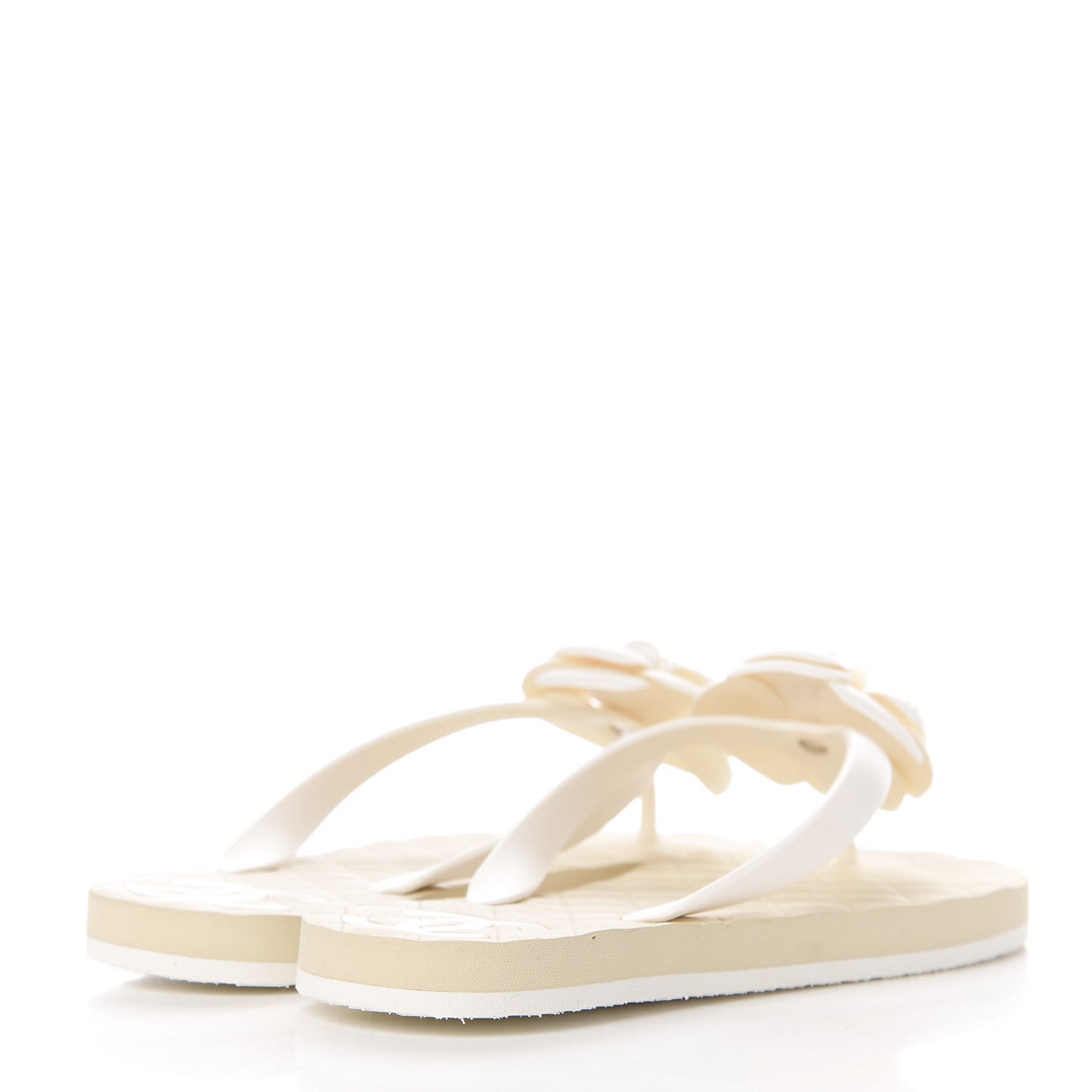 PVC Camellia Thong Sandals 38 Ivory
