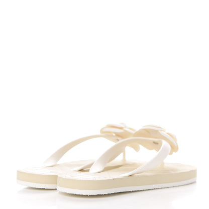 Chanel PVC Camellia Thong Sandals 38 Ivory 4 of 8