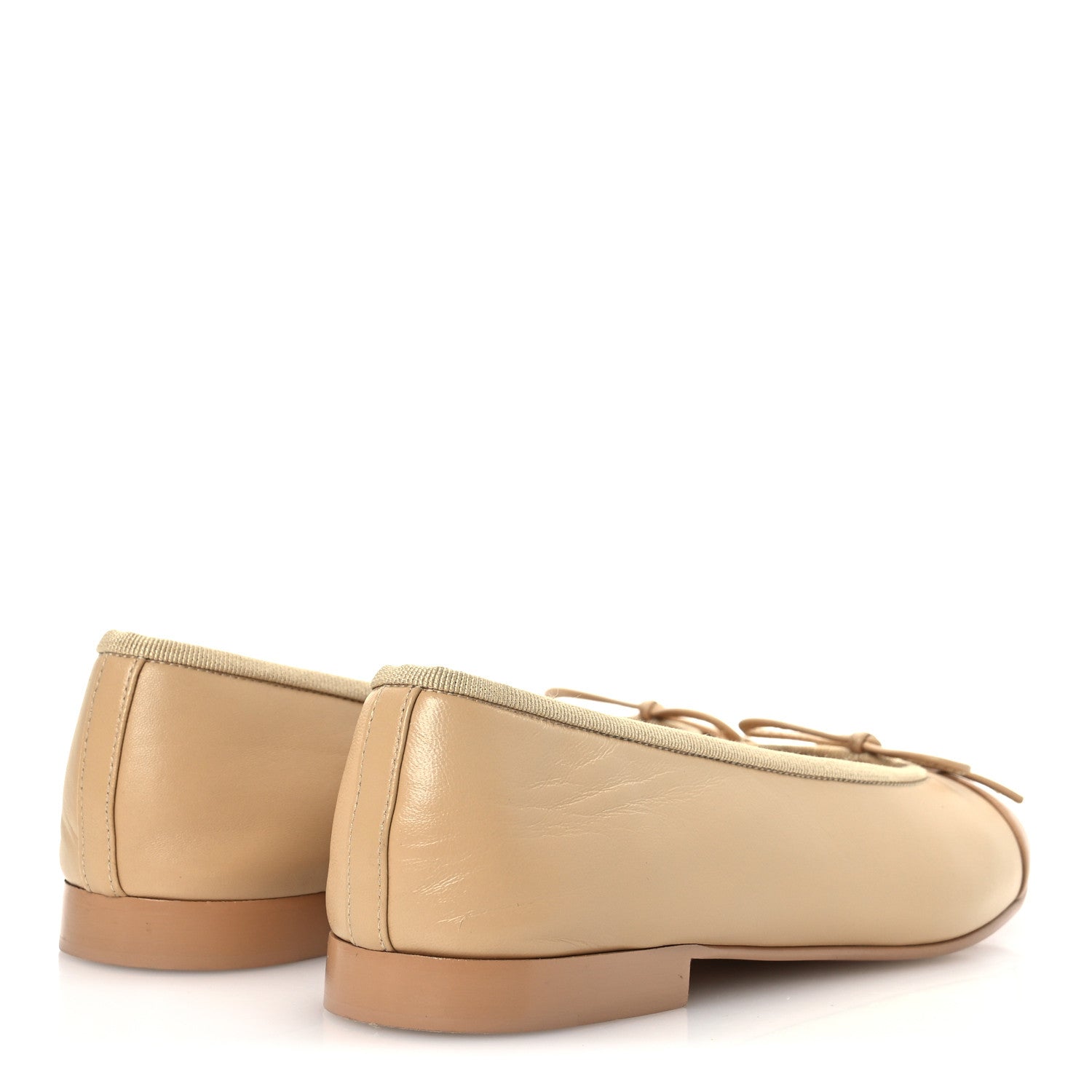 Chanel Lambskin Cap Toe CC Ballerina Flats 37.5 Beige Light Beige 5 of 14