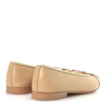Chanel Lambskin Cap Toe CC Ballerina Flats 37.5 Beige Light Beige 5 of 14