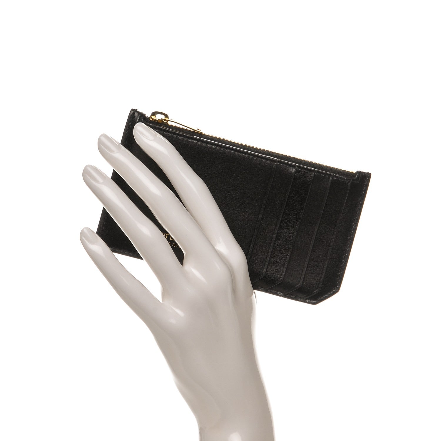 Saint Laurent Calfskin 5 Fragments Zip Pouch Card Holder Black 2 of 7