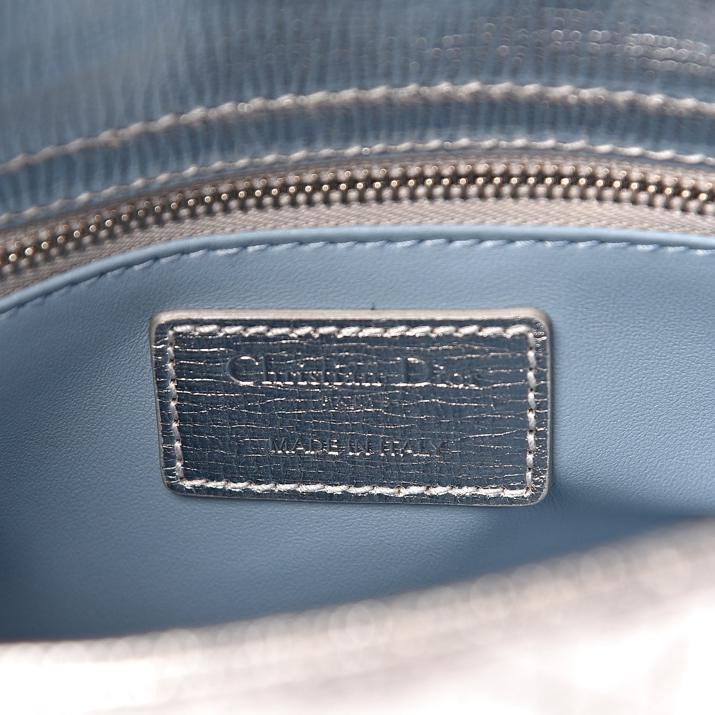 Metallic Grained Calfskin Cannage Small Lucky Badges My Lady Dior Silver