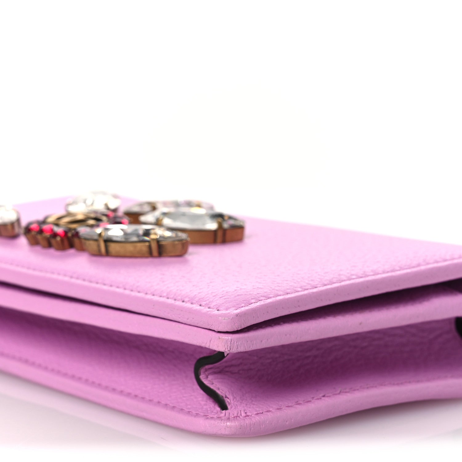 Gucci Calfskin Marquise Crystals Mini GG Chain Wallet Malva 9 of 9