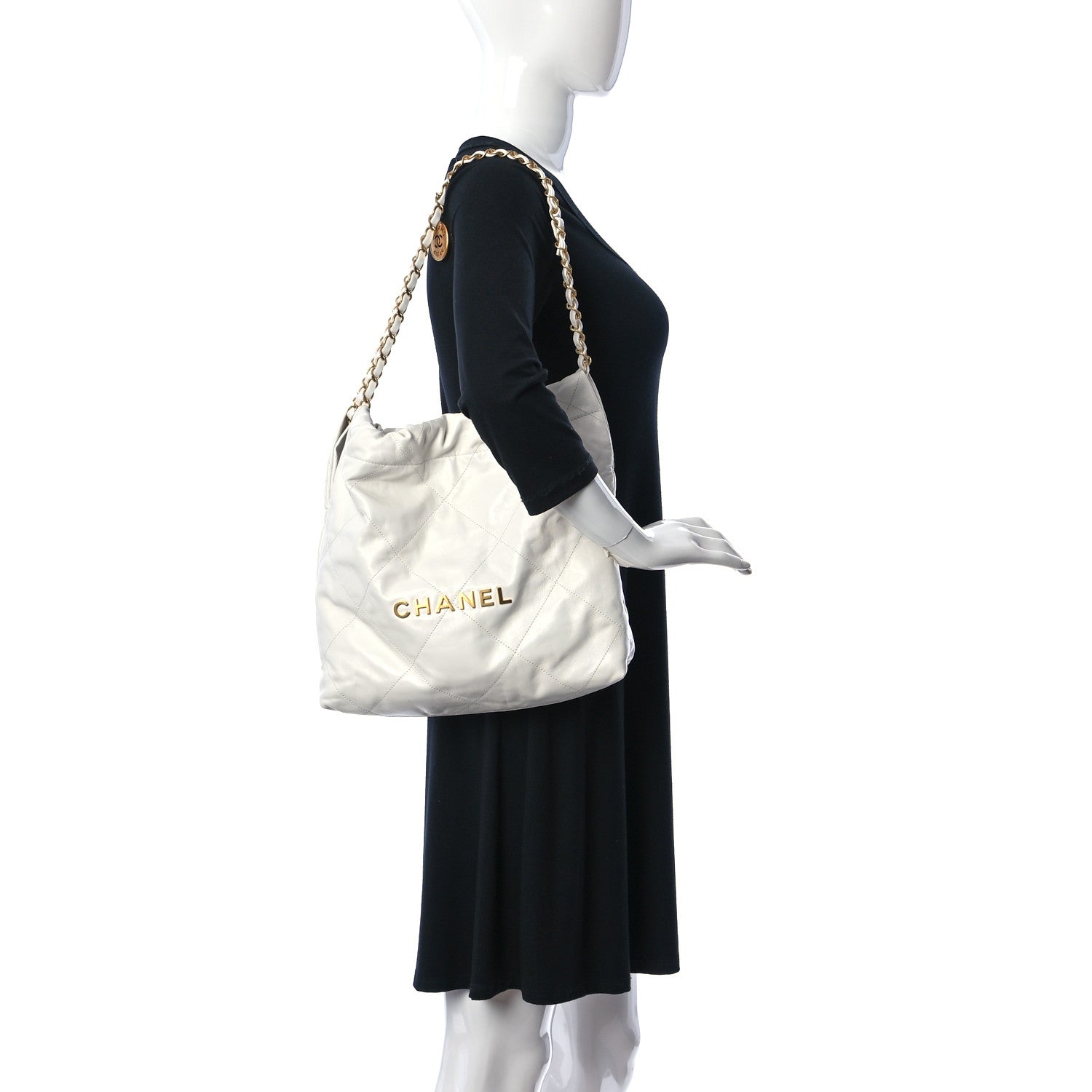 Chanel Shiny Calfskin Quilted Small Chanel 22 White 2 of 11