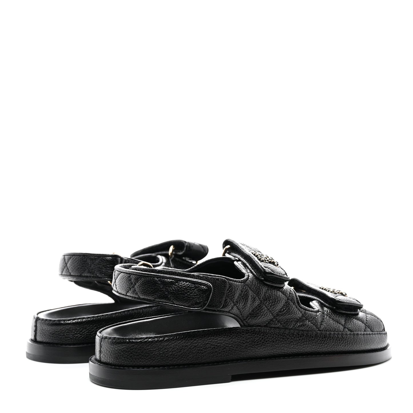 Grained Calfskin Velcro Dad Sandals 36.5 Black