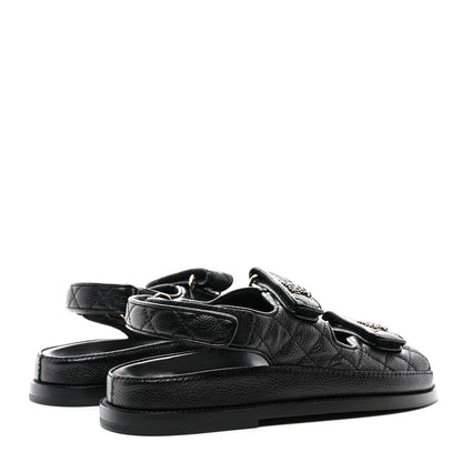 Chanel Grained Calfskin Velcro Dad Sandals 36.5 Black 4 of 9
