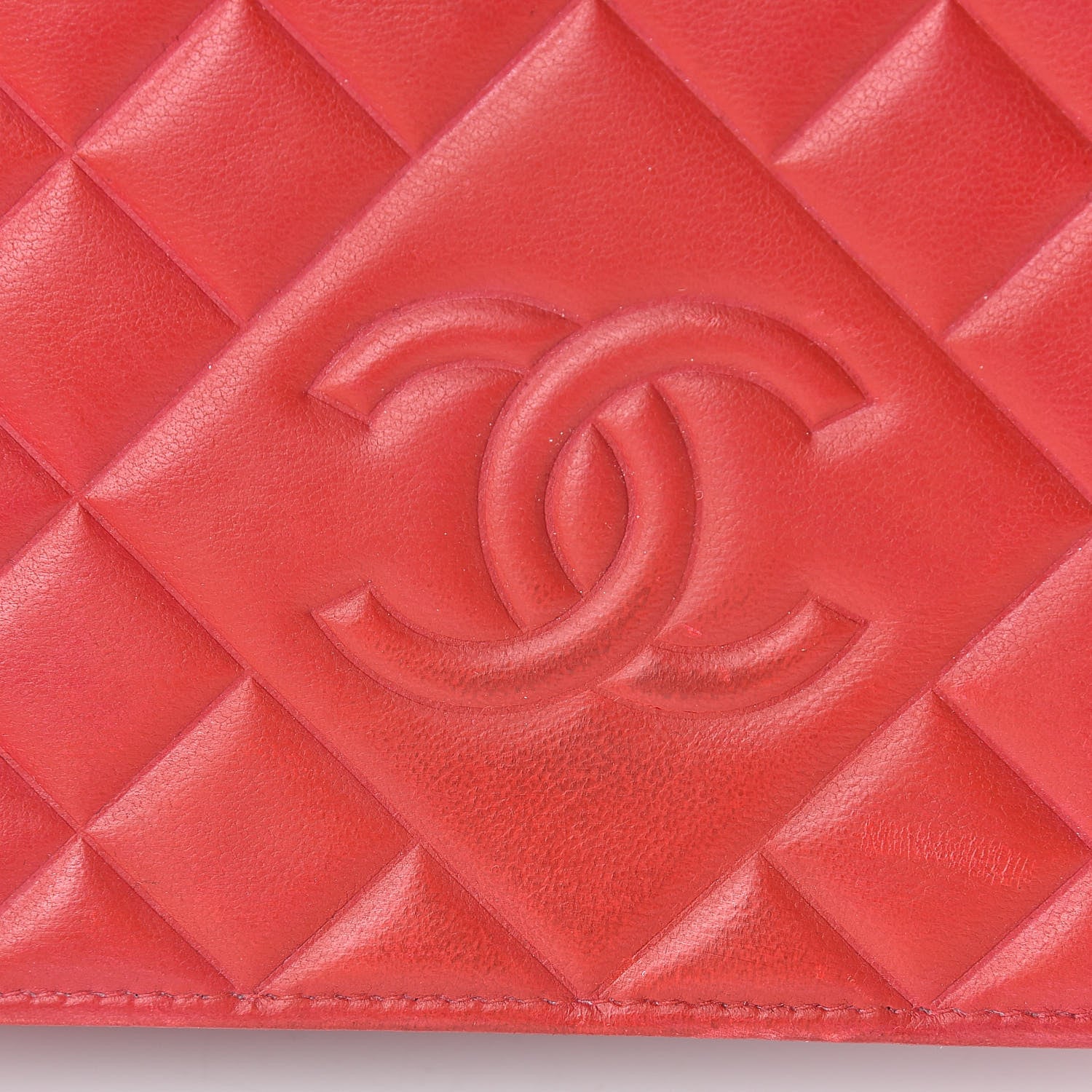 Chanel Goatskin Quilted Diamond CC Wallet On Chain WOC Red 16 of 16