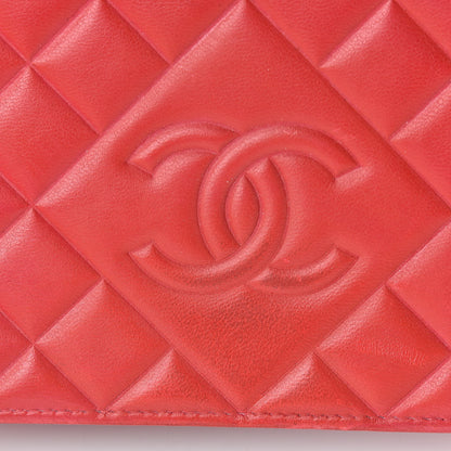 Chanel Goatskin Quilted Diamond CC Wallet On Chain WOC Red 16 of 16