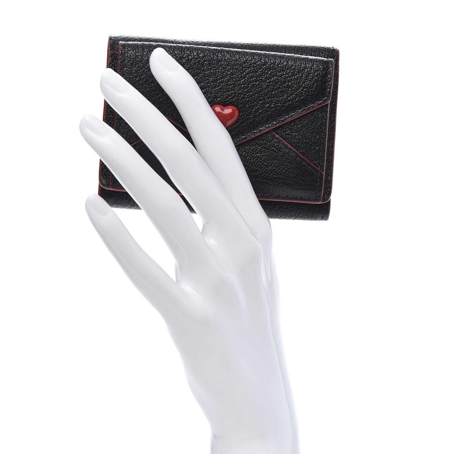 Miu Miu Goatskin Madras Love Wallet Black 2 of 7