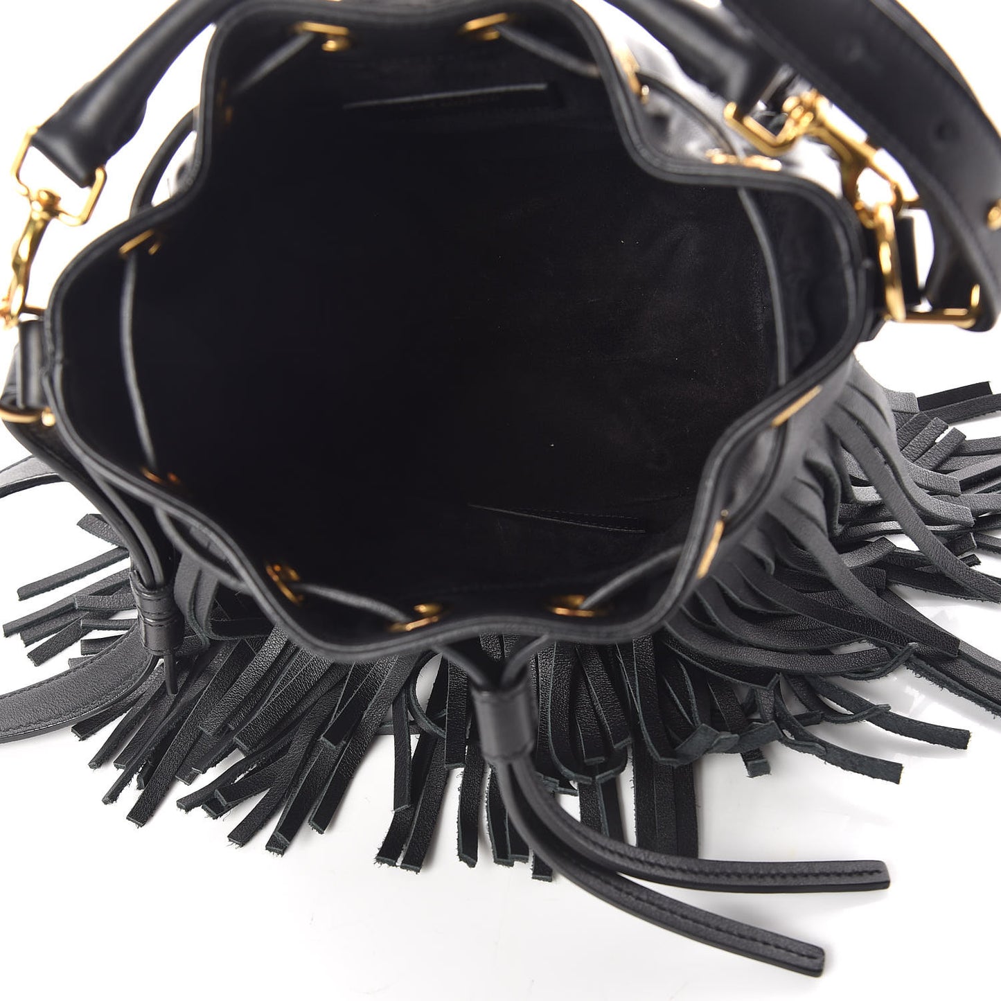 Calfskin Small Emmanuelle Fringe Hobo Bag Black