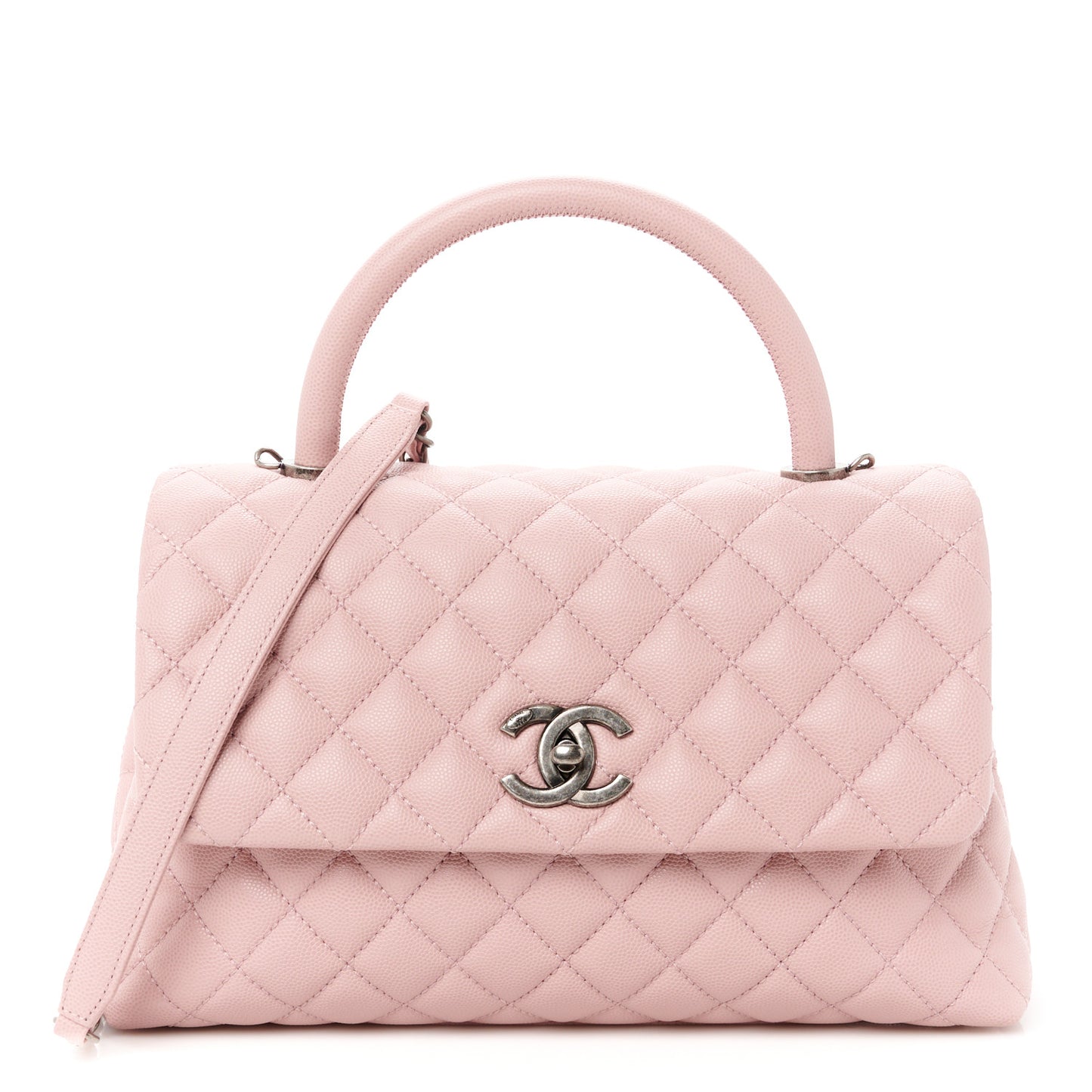 Caviar Quilted Small Coco Handle Flap Light Pink