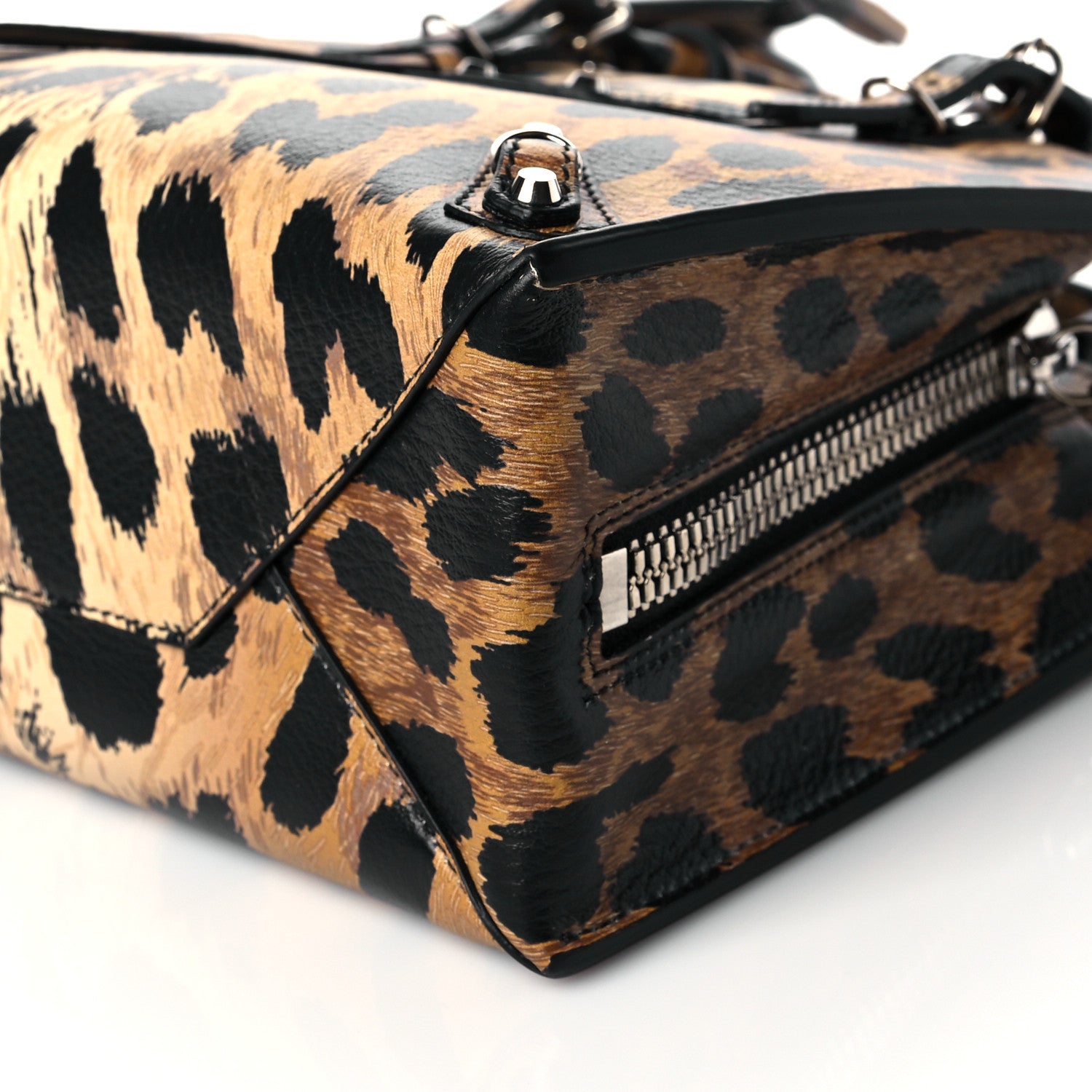 Balenciaga Grained Calfskin Leopard Print Papier Mini A4 Zip Around Tote Beige 9 of 9
