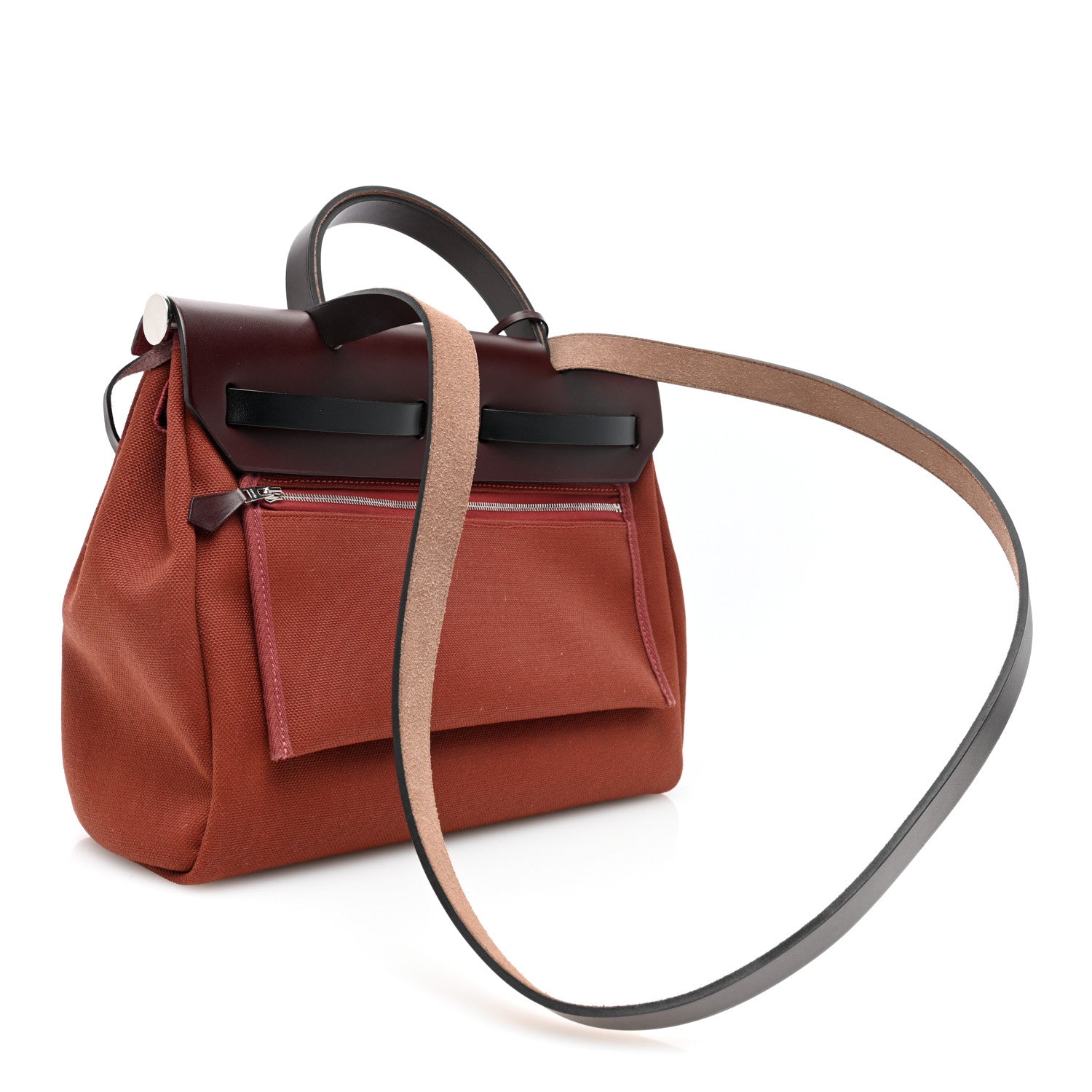 Hermes Military Toile Vache Hunter Tri-Color Herbag Zip Retourne 31 PM Rouge H Ebene Black 5 of 12