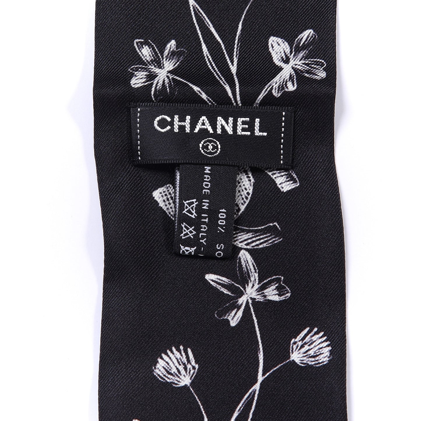 Silk CC Slim Bandeau Scarf Black White