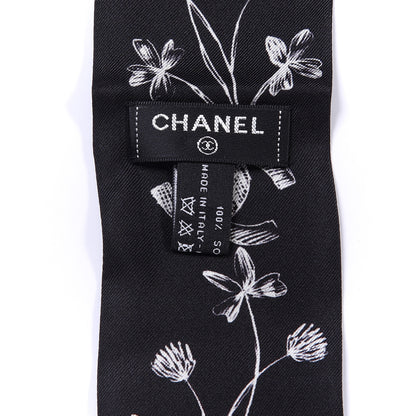 Chanel Silk CC Slim Bandeau Scarf Black White 3 of 3