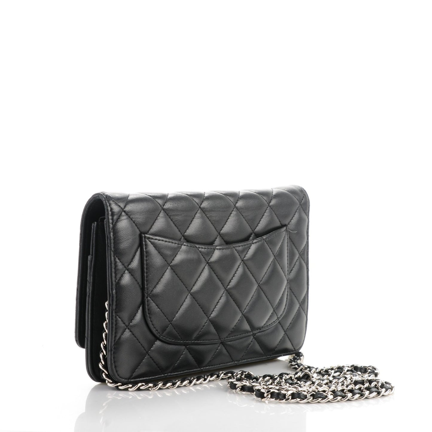 Lambskin Quilted Wallet On Chain WOC Black