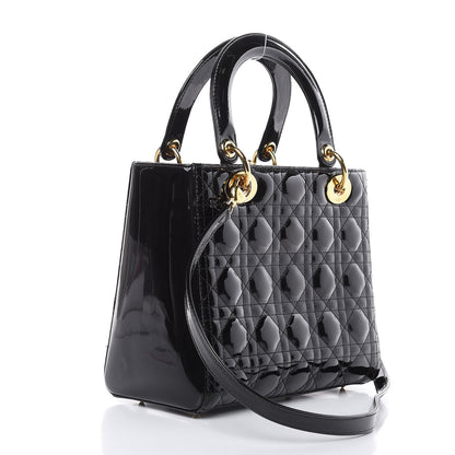 Christian Dior Patent Cannage Medium Lady Dior Black 4 of 16