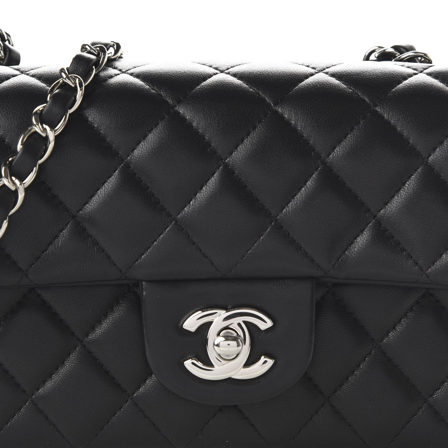 Lambskin Quilted Mini Rectangular Flap Black