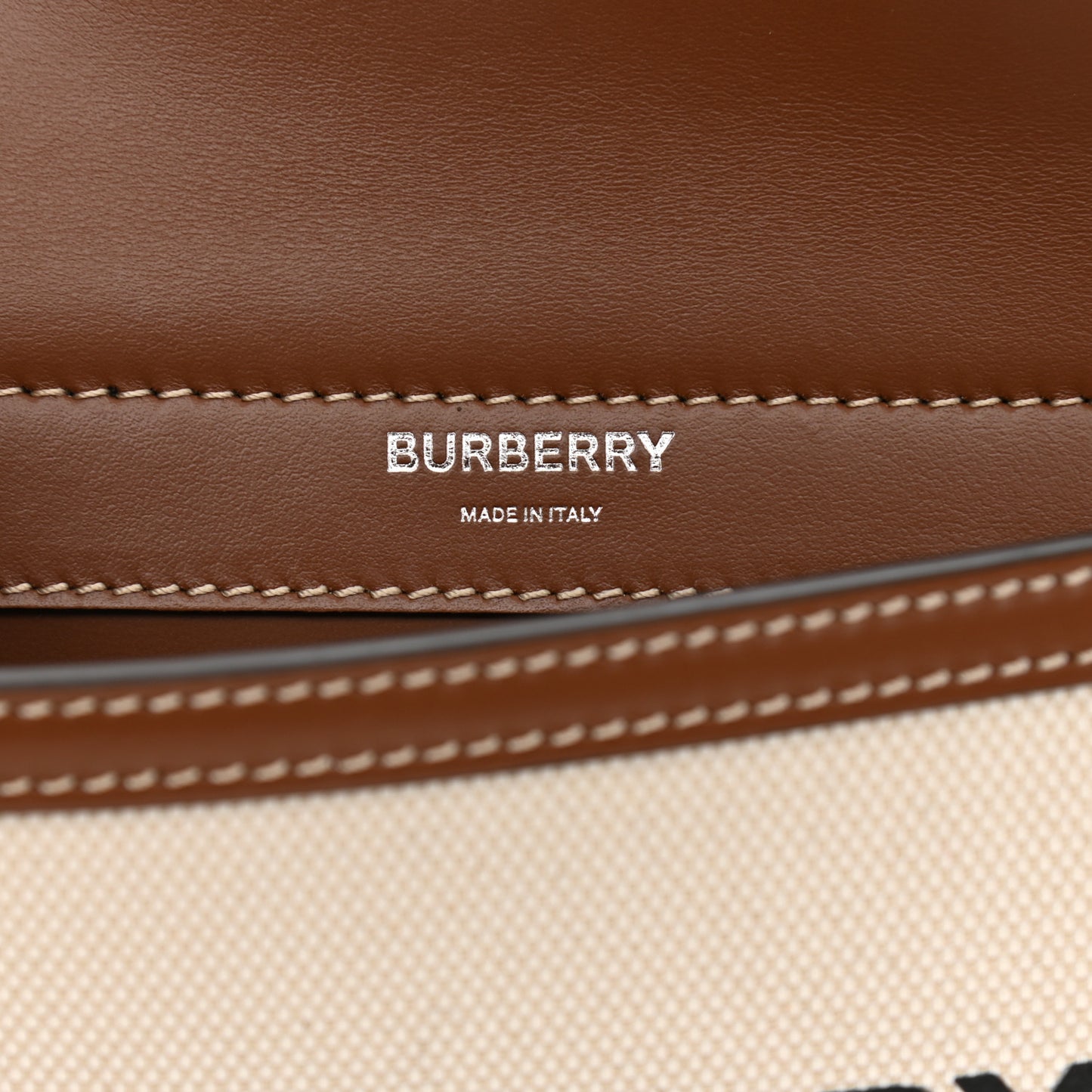 Smooth Calfskin Canvas Horseferry Print Mini Title Bag with Pocket Natural Malt Brown