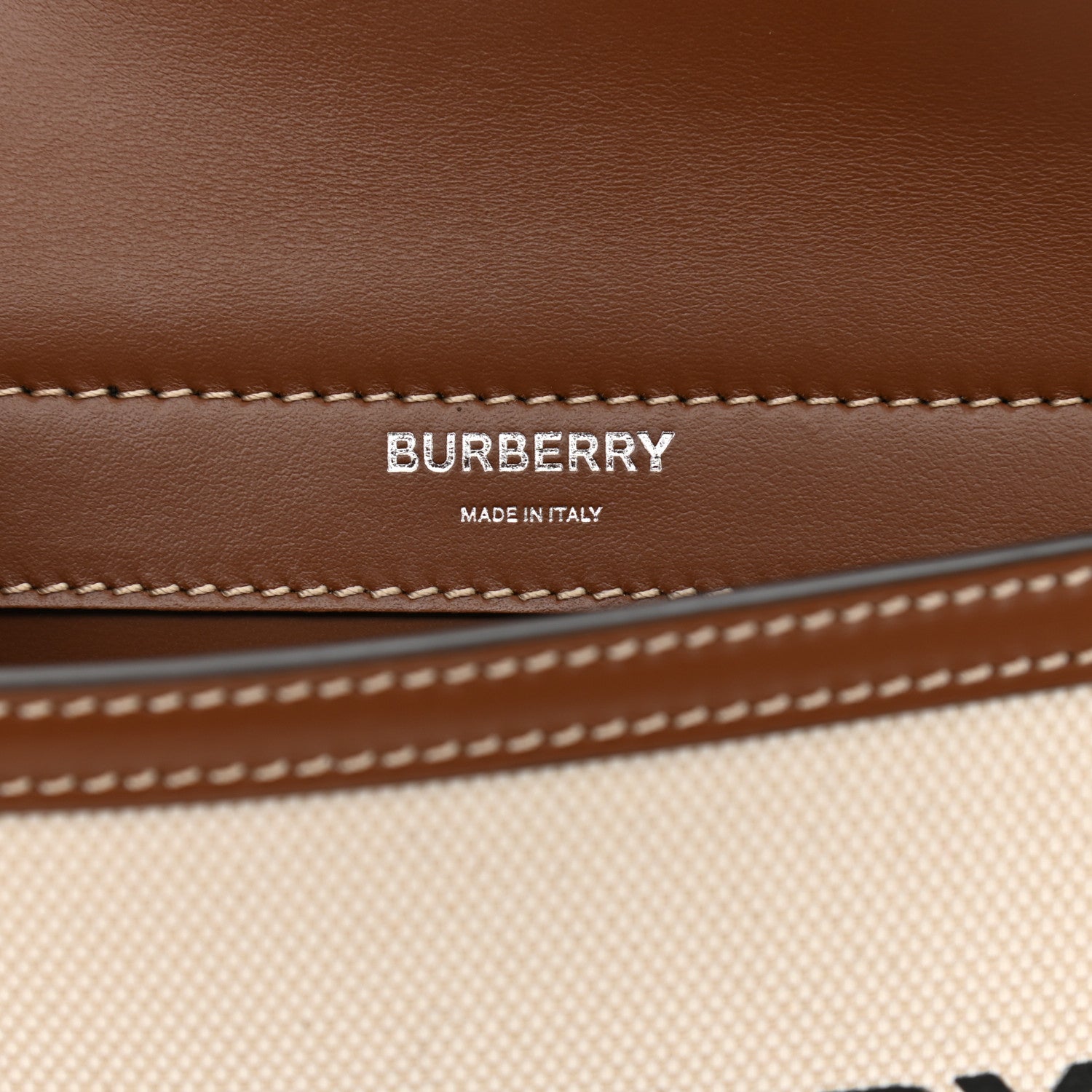 Burberry Smooth Calfskin Canvas Horseferry Print Mini Title Bag with Pocket Natural Malt Brown 7 of 10