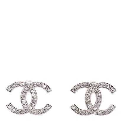 Chanel Baguette Crystal CC Earrings Silver 1 of 5