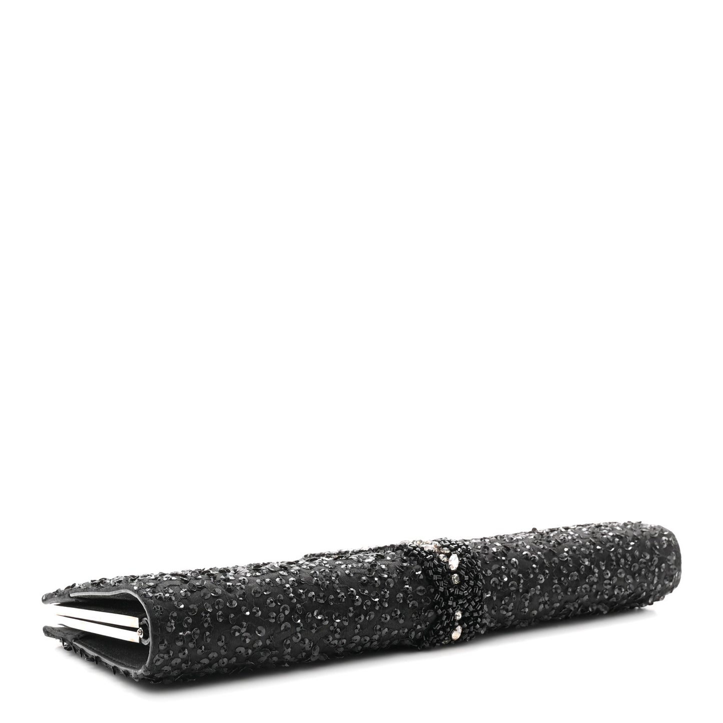Satin Sequin Kameron Clutch Black