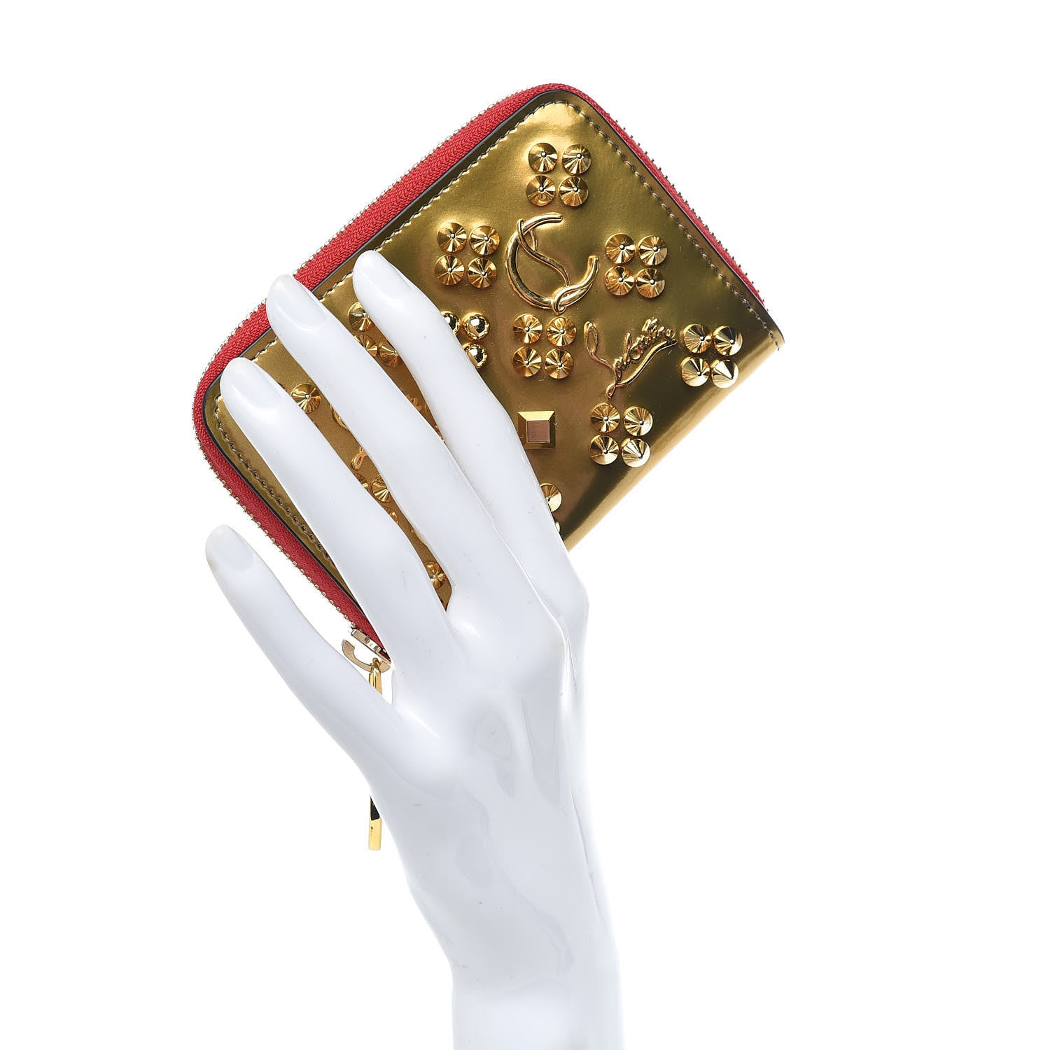 Christian Louboutin Metallic Patent Loubinthesky Panettone Coin Purse Gold 2 of 9
