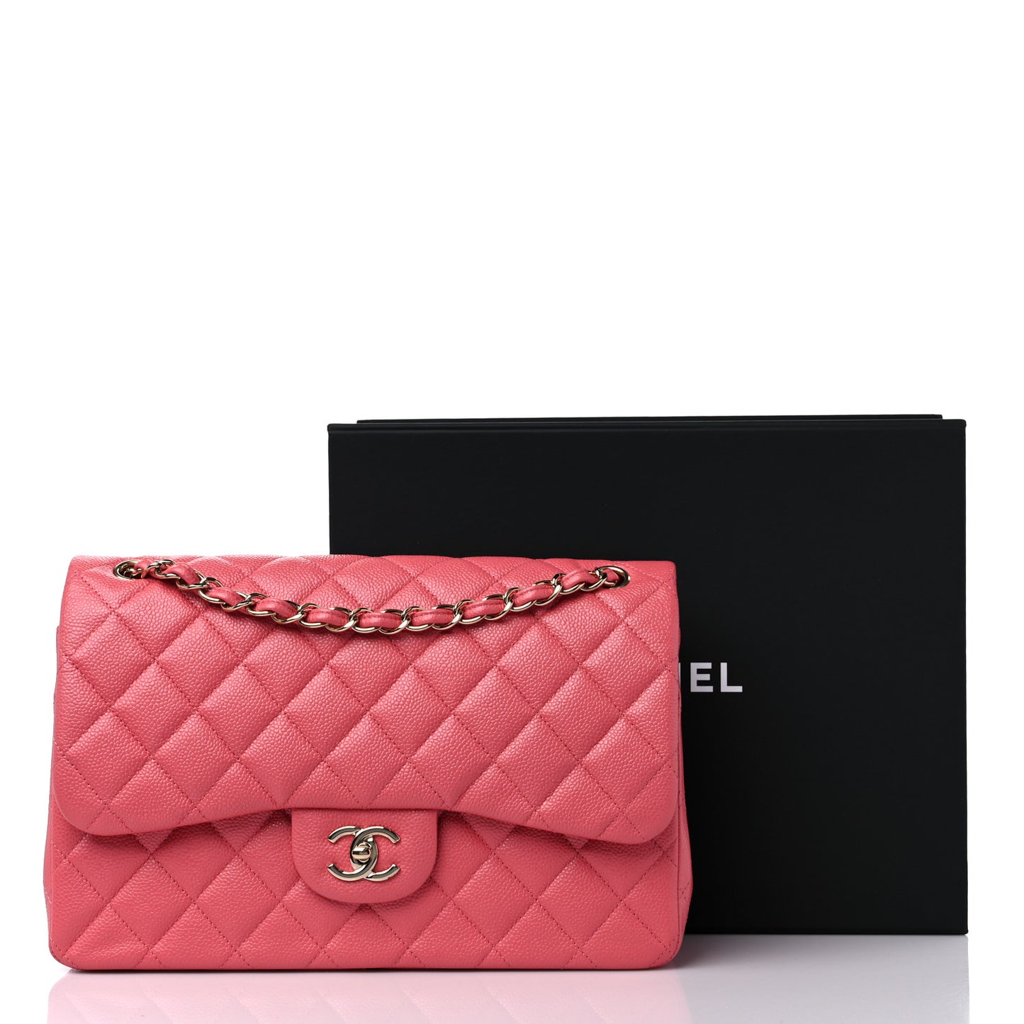 Caviar Quilted Jumbo Double Flap Pink