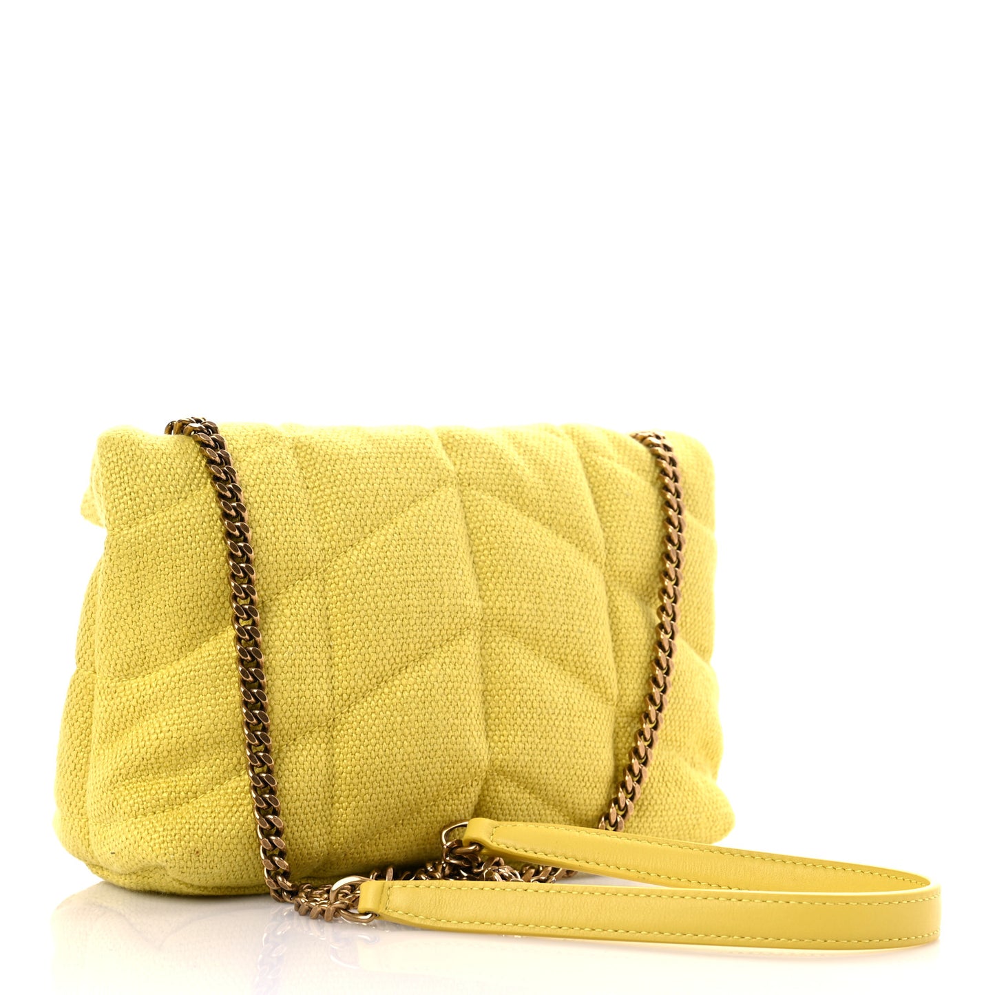 Canvas Quilted Toy Loulou Puffer Monogram Chain Satchel Jaune Citron