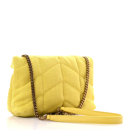 Saint Laurent Canvas Quilted Toy Loulou Puffer Monogram Chain Satchel Jaune Citron 2 of 9