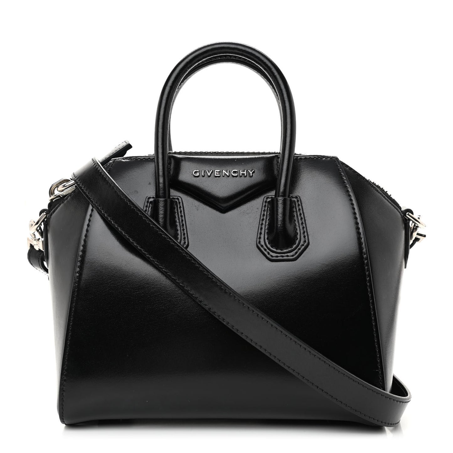 Shiny Lord Calfskin Mini Antigona Black