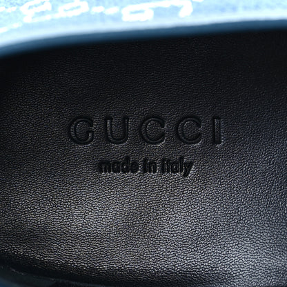 Gucci Canvas Lame GG Monogram Horsebit Womens Jordaan Loafers 39 Blue Silver Cornflower Blue 7 of 8